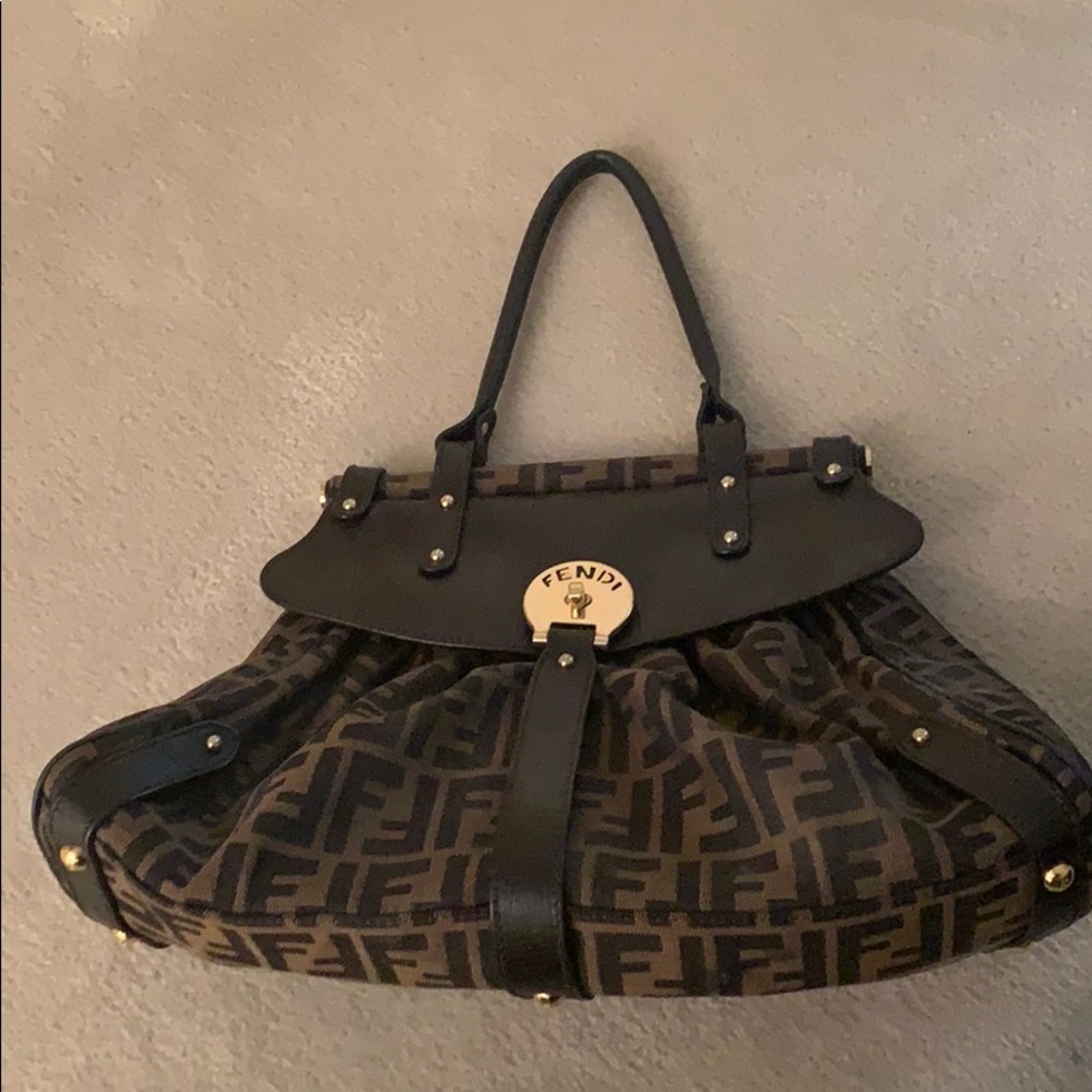 Fendi Brown and Black Monogram Satchel